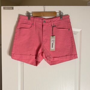 Just USA Pink Cuffed Denim Shorts Mid Rise, Size 6